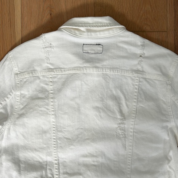CURRENT/ELLIOT Oversized White Trucker Denim Jacket, White Tattered - 1, Small - Picture 10 of 16